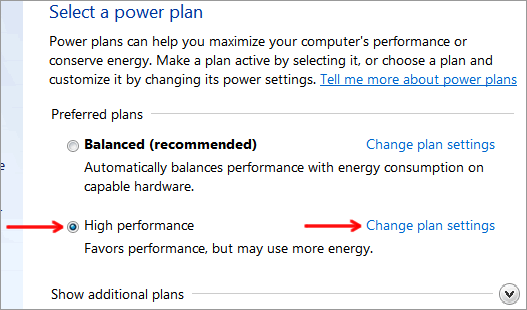 High performance power plan for SSD